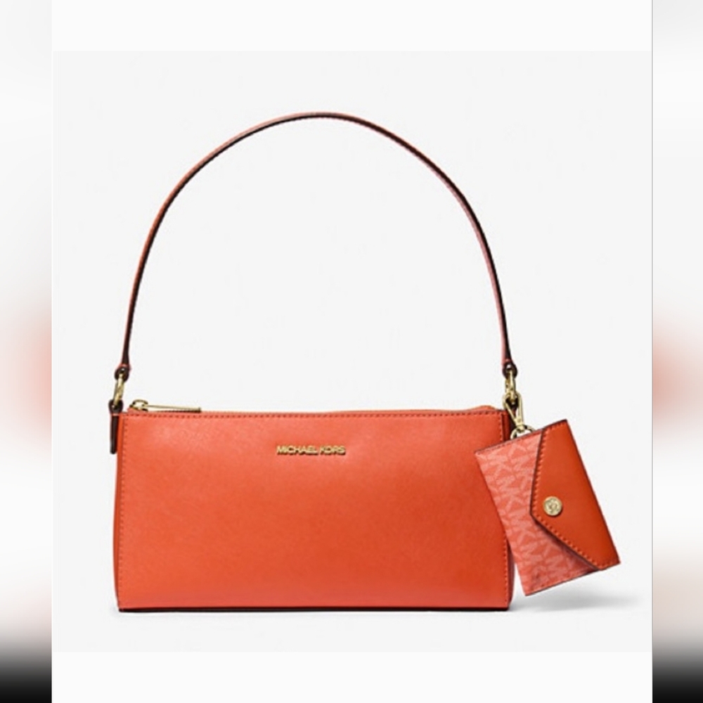MICHAEL KORS - Vincent Medium Pouchett With Logo Card Case NWT Red Clay Bag